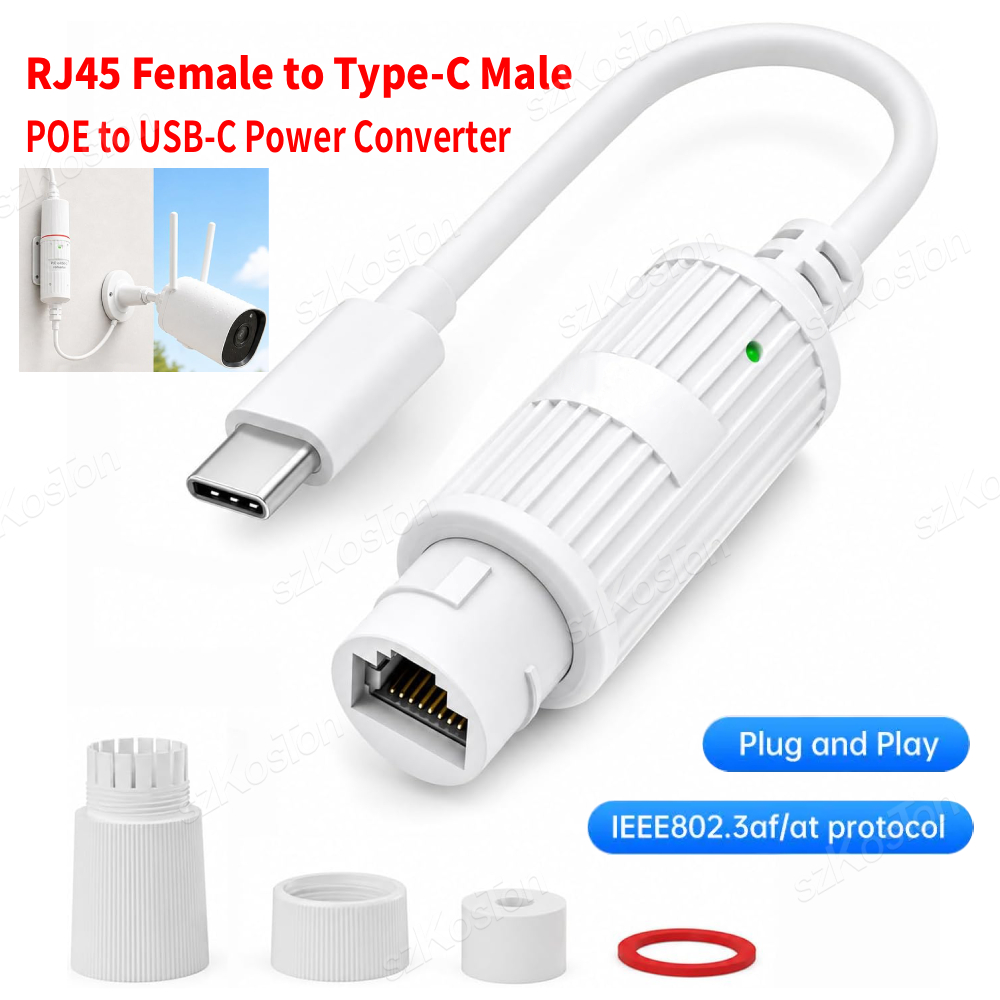 Outdoor Power Adapter Usb C - محول طاقة POE إلى USB-C، محول